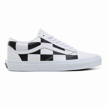 Férfi Vans Leather Check Old Skool Tornacipő VA3076529 Fehér/Fekete